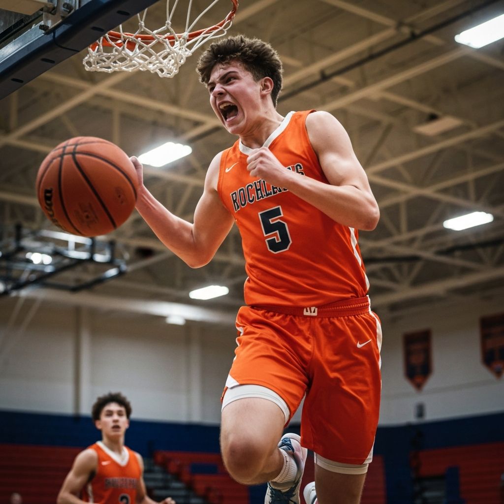AAU basketball player dunking during Georgia travel basketball game